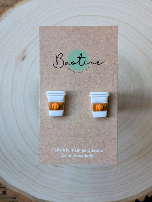 Spice Latte - Hypoallergenic stainless steel polymer clay stud earrings